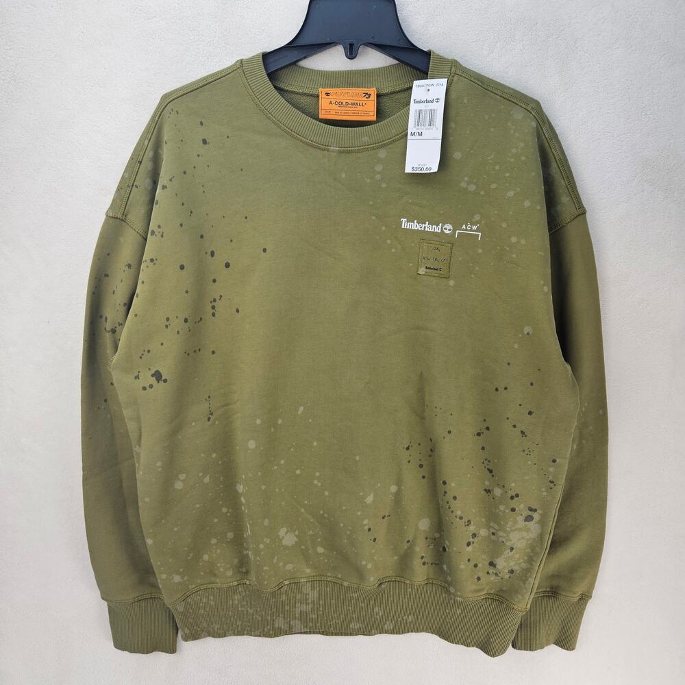 TIMBERLAND X A COLD WALL MEN'S MEDIUM OLIVE GREEN $350 D CREWNECK SWEATSHIRT